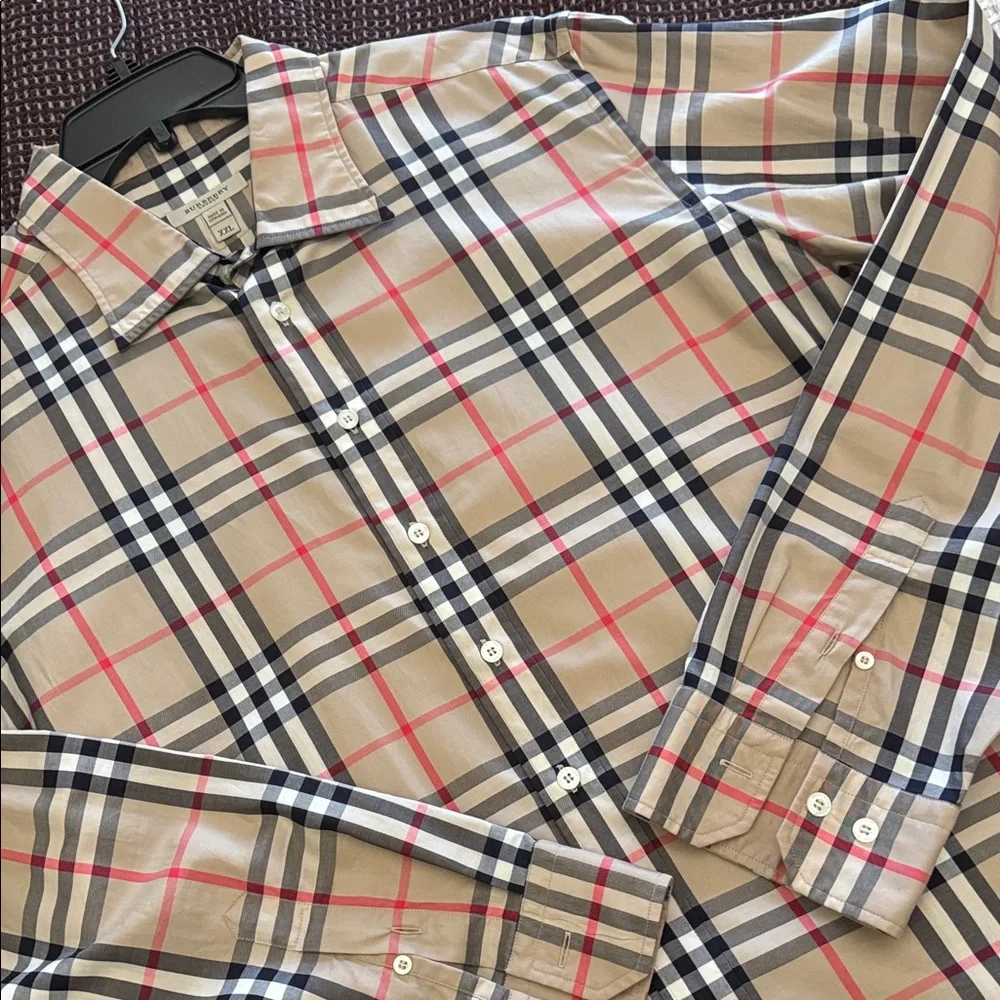 Burberry Beige and Red Plaid Men's Shirt - Picture 4 of 4